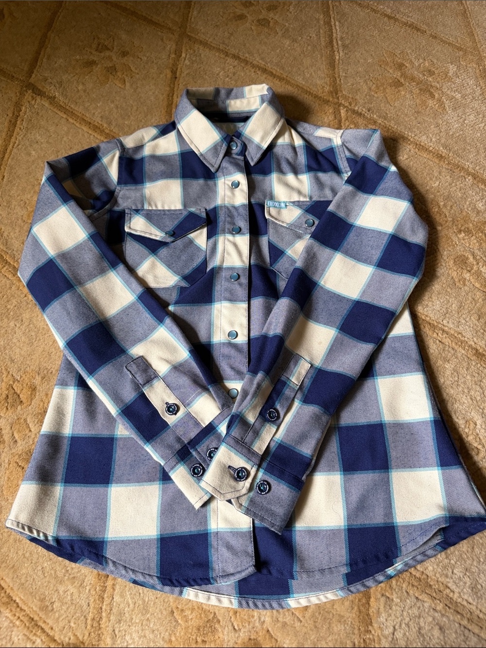 DIXXON Plaid Shirt Jacket in Teal, Navy, Cream